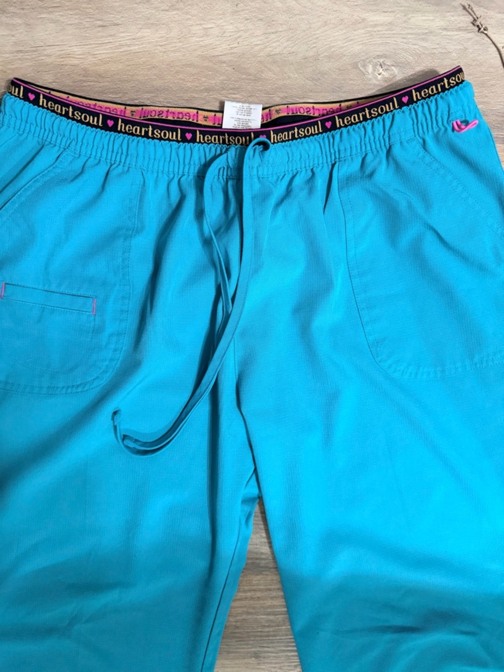 HeartSoul Women's Teal Elastic Drawstring Scrub Pants - Picture 2 of 8
